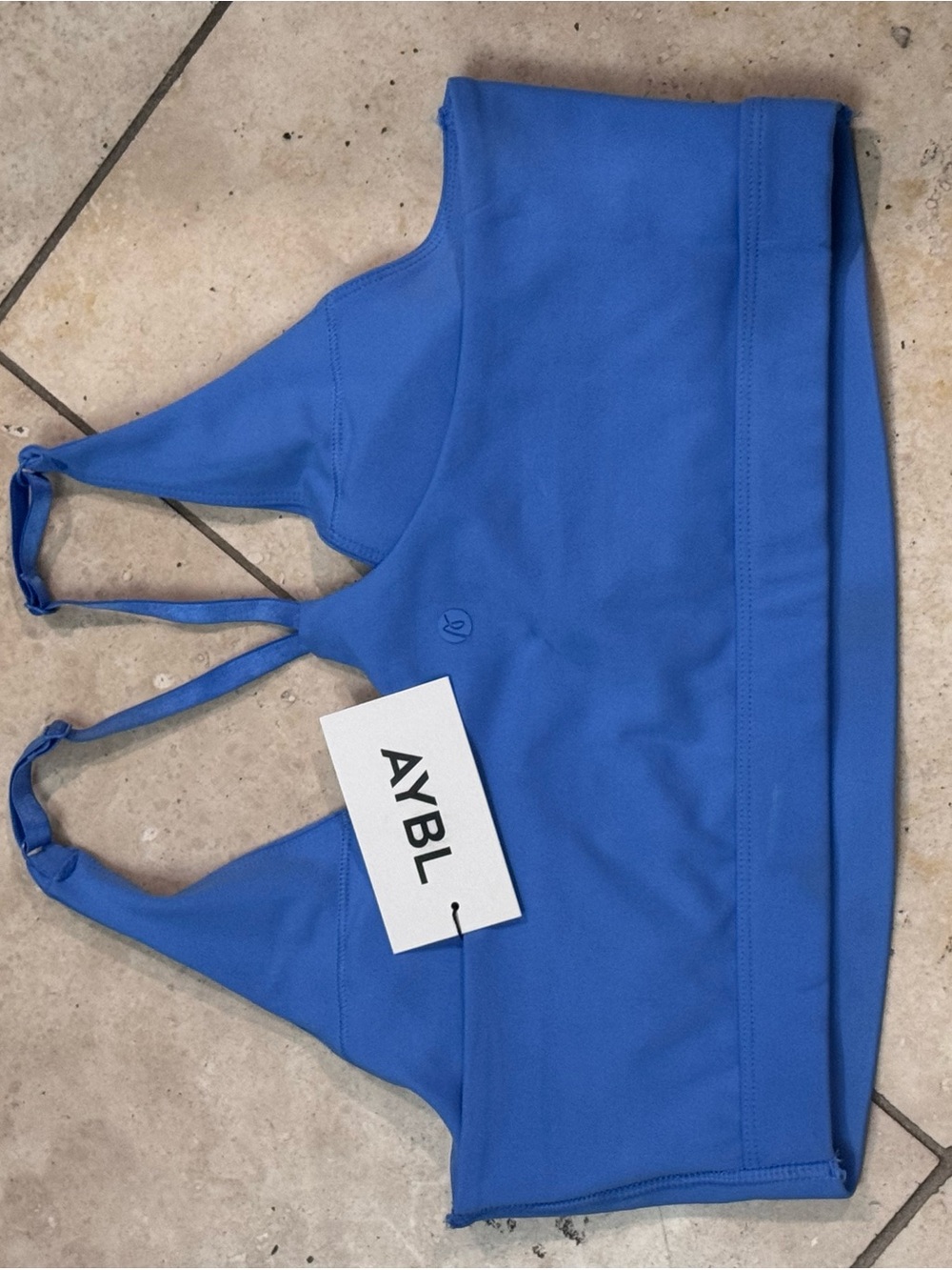 AYBL Cobalt Blue V-Neck Strappy Sports Bra - Picture 2 of 3